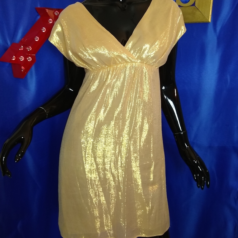 Loeffler Randall 100% silk gold dress